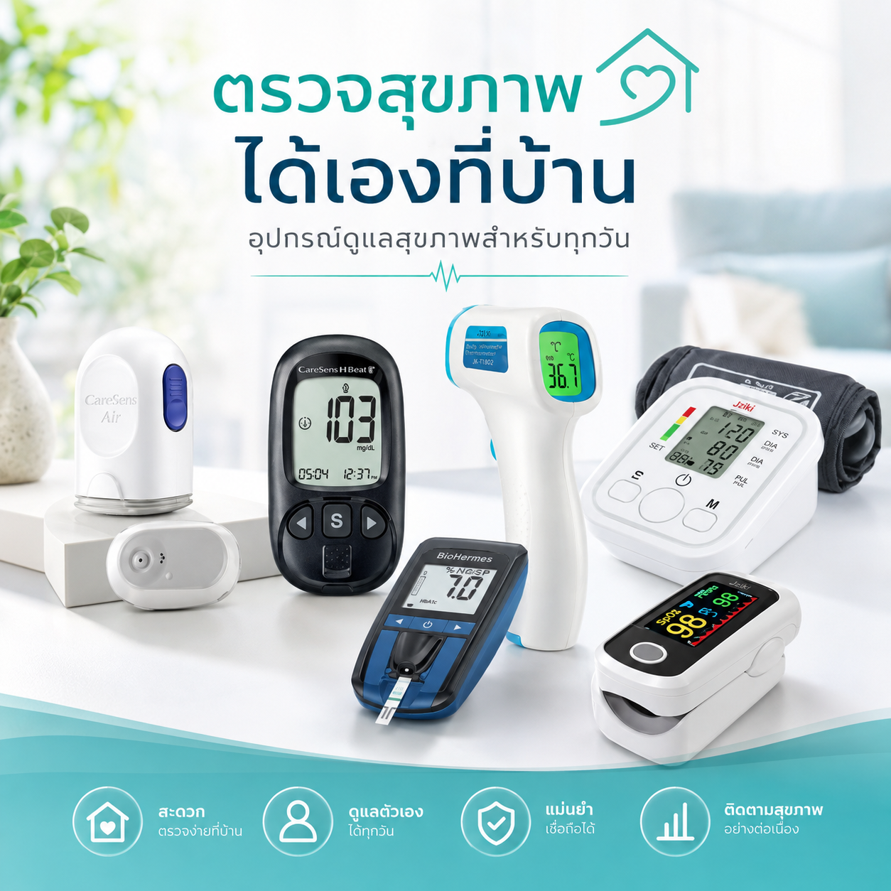 อุปกรณ์ติดตามสุขภาพและระดับน้ำตาล